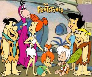 Puzzle Οι οικογένειες του Fred Flintstone και Barney μπάζα, κύριοι πρωταγωνιστές των περιπετειών του The Flintstones